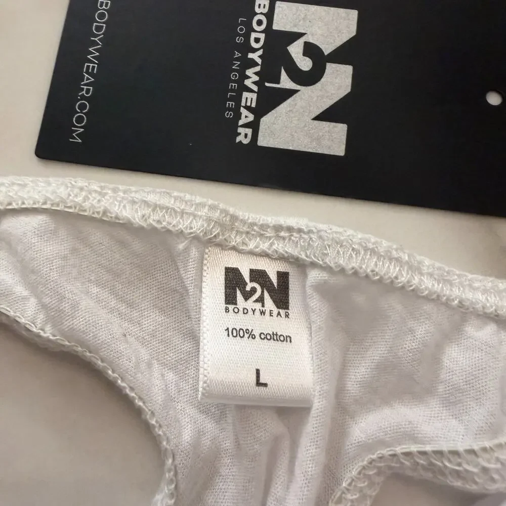 NEW N2N Bodywear Mens Mykonos Micro Thong See Through Color White Size Large